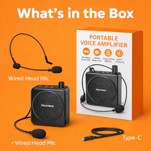 Image of Primate Voice Amplifier for Teachers with Wired Headset Mic, 10W Portable Speaker, Bluetooth 5.3, 12H Battery Backup, Lightweight Mic for Classroom Teaching, Tour Guides, Yoga Trainers & Presentations