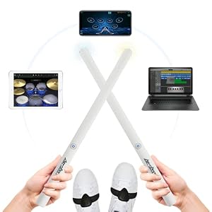 AeroBand Elektronisches Schlagzeug, Virtual Reality Drum Strike Modul, Lufttrommel Digitale Percussion Maschine mit 2 Fußsensoren/Gitarre, Unterstützt MIDI, Mit Aufführungs und Übungsstunden
