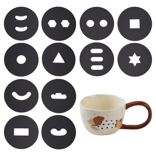 FINGERINSPIRE 12 Pcs Handle Pattern Disc for Extruder Pottery Tool 2.22inch Flat Round Acrylic Clay Handle Setter Black Hand-Held Clay Extruder Plates for Sculpting and Crafting