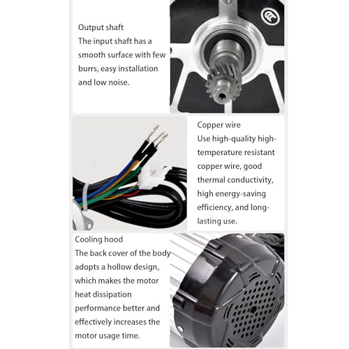 1500W Permanent Magnet Brushless DC Motor, 48V/60V/72V Electric Vehicle Battery Generator, High Efficiency Copper Core, 3200RPM for Differential Cars