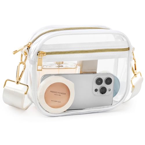 Image of Fibrdoo Clear Bag Stadium Approved, Leather Clear Crossbody Purse Bag for Concerts Sports Events Festivals