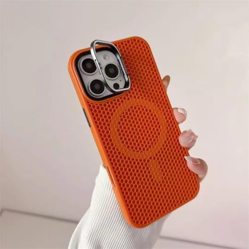 Coque iPhone 15 orange mate pour le quotidien actif avec support vidéo magnétique
