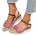 ERTUPE Orthopedic Wedge Sandals for Women Open Toe Ankle Strap Platform Espadrilles 2026 Summer Casual Dressy Beach Slip on Sandal Low Wedges Comfortable Outdoor Shoes Pink