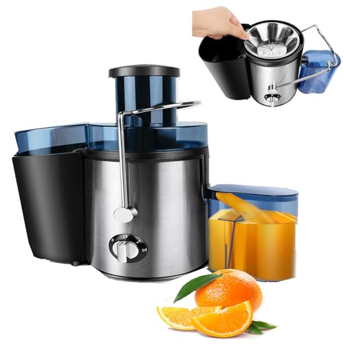 Extracteur de jus, Extracteur de jus centrifuge pour fruits et légumes 1000W, bouche large 65MM avec 2 vitesses, facile à nettoyer et à utiliser, design compact et anti-goutte