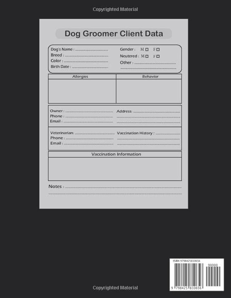 dog-groomer-client-data-log-dog-grooming-client-profile-service-and-pet-information-forms-tracking-book-to-record-personal-customer-information-publishing-groomer-9798425810656-amazon-com-books for Printable Free Dog Grooming Forms Dog Groomer Client Data Log: Dog Grooming Client Profile Service and Pet Information Forms | Tracking Book to Record Personal Customer Information: Publishing, Groomer: 9798425810656: Amazon.com: Books for Printable Free Dog Grooming Forms