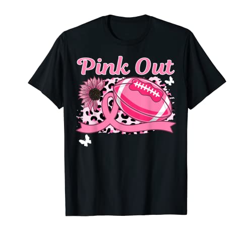 Pink Out Breast Cancer Awareness Survivor Football Mom Girls Camiseta