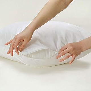 Furnishnk Cotton Cushion Pillow Downproof Feather Protectors With Zips (24" x 24")