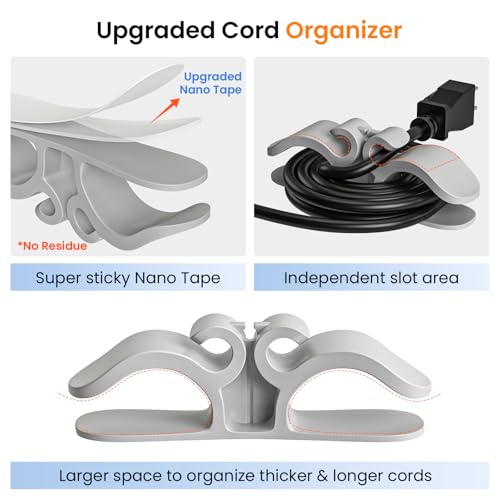 Image of Cord Organizer for Appliances, 6-Pack Grey Silicone Cable Wraps - Stick-On Cord Holder for Mixers, Coffee Makers, Air Fryers - Neat & Secure Appliance Cord Management Solution
