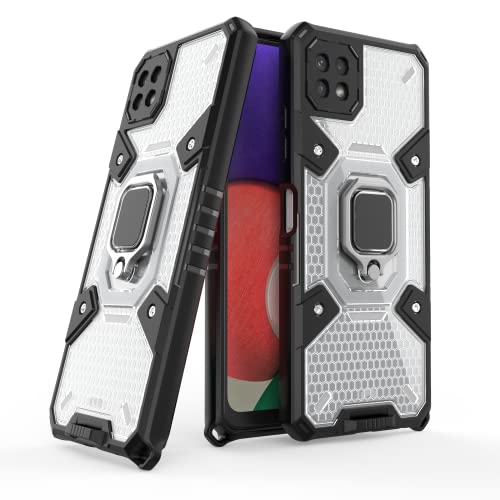 Image of Tough Armor Bumper Back Case Cover for Samsung Galaxy F42 5G | Ring Holder & Kickstand in-Built | 360 Degree Protection Back Case Cover for Samsung Galaxy F42 5G (Transparent)