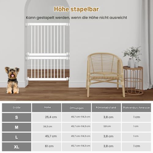 Kurzes Hundegitter, Fldofaves Extra breites 45-115cm Haustiergitter Gatter für Hunde im Innenbereich, 35cm Höhe Türschutzgitter & Für Türen,Treppen, Flure erweiterbares Türgitter mit 3 Verlängerungen