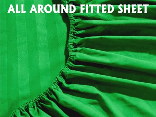 Elegant Comfort Softest and Coziest 6-Piece Sheet Set - 1500 Premium Hotel Quality Microfiber - Deep Pocket, Wrinkle Resistant 6-Piece Damask Stripe Bed Sheet Set, Full, Emerald Gren