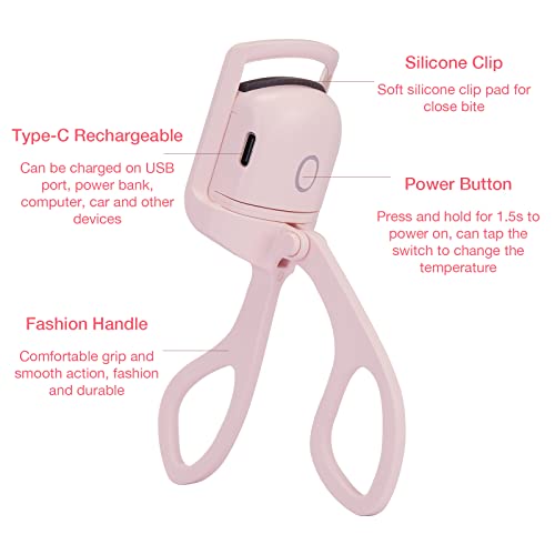 Heated Eyelash Curler, Electric Eyelash Curlers, Usb Rechargeable Eye Lash Curler With Comb, 2 Heating Modes Quick Natural Curling Eye Lashes For Long Lasting #TOP2