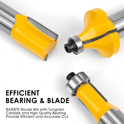 Router Bits Set 1/2 Inch Shank - BAIDETS 12 Pieces Tungsten Carbide Router Bits, Woodwork Tools - Image 3