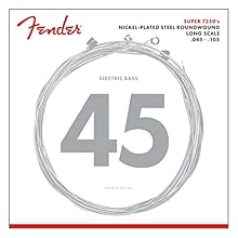 String Gauge 7250M .045, .065, .085, .105 Our #1 selling bass guitar strings, Super 7250s are included on most Fender electric basses when leaving the factory Nickel-plated steel combines the high output and dynamic sound of steel with the smooth fee...