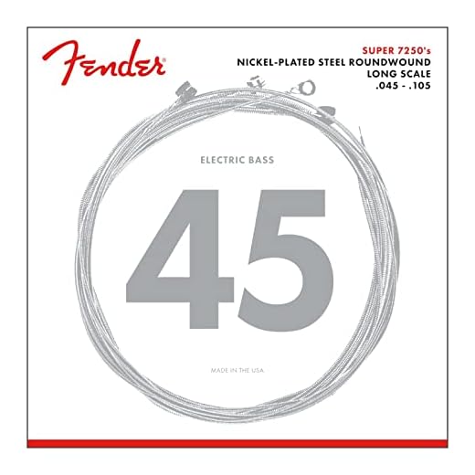 Fender Super 7250 String Set For Electric Bass, 045/105 Gauge, Long Scale, Nickel Plated