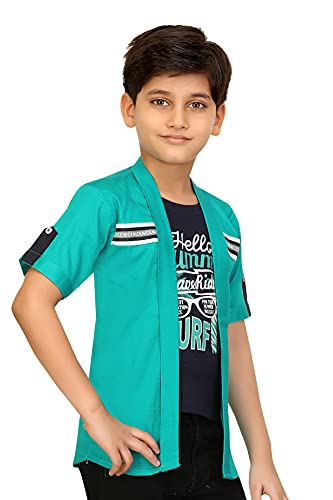 Image of Boys Printed Shrug with Attached T-Shirt