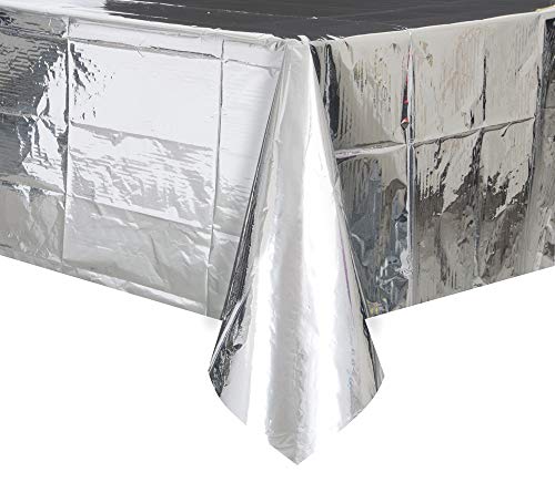 Unique Party 50410 - Nappe en Plastique - 2,74 x 1,37 m - Couleur Argent Métallique