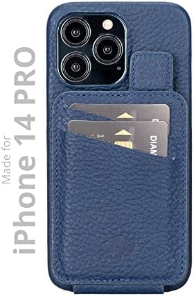 BLACKBROOK iPhone 14 Pro Case with Card Holder - Edmonds Full Grain Leather iPhone 14 Pro (6.1") Case Card Holder, Snap-on Wallet with Bifold Magnetic Clasp - 4 Credit Card Slots - MagSafe Compatible