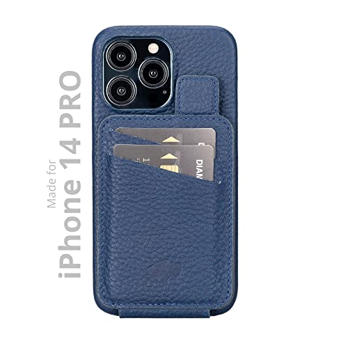 Blackbrook Iphone 14 Pro Case With Card Holder - Edmonds Full Grain Leather Iphone 14 Pro (6.1") Case Card Holder, Snap-On Wallet With Bifold Magnetic Clasp - 4 Credit Card Slots - Magsafe Compatible #TOP2