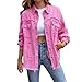 Produktbild Sawmew Damen Jeansjacke Cord Oversized Boyfriend Buttons Lässiger Langer Mantel Herbst Frühling (Color : Pink, Size : XL)