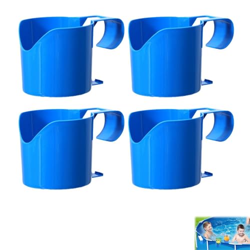 Soportes para Bebidas para Piscina,Soporte Colgante para Piscinas,Soporte para Vasos de Agua,Portavasos de Plástico Multifuncional,Soportes de Plástico para Vasos de Piscina 4 Piezas Azul Tokaneit