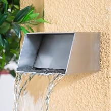 PONDO 6" Square Outdoor Water Fountain Spout - Stainless Steel 316 Spillway Scupper with Contemporary Design for Pools, Ponds, Water Walls, and Fountains Brushed Stainless Steel