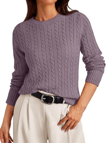 LILLUSORY Womens Lightweight Cable Knit Soft Business Casual Trendy Classic Pullover Sweaters Fall Outfits 2025