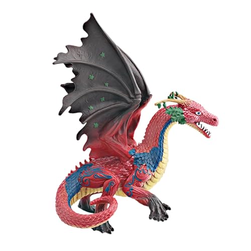 Figurine de dragon rouge articulée : jouet modèle réduit fantastique 17 cm