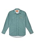 Wrangler Riggs Workwear Men's Flame Resistant Western Long Sleeve Two Pocket Snap Shirt, Green Geo...