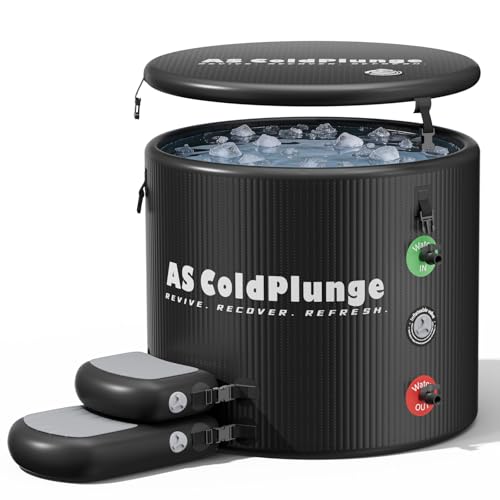 Image of AS ColdPlunge XL Ice Bath Tub for Cold Plunge, 120 Gal Ice Plunge Tub with Insulated Lid, Step Stool, Portable Inflatable Ice Pod Plunge Barrel, Easy Chiller Connection, Cold Therapy Indoor Outdoor