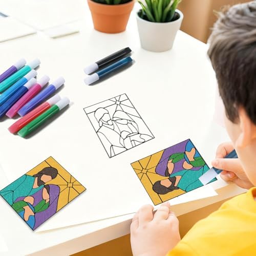 Remerry 16 Pcs DIY Nativity Suncatcher Vbs Faux Stained Glass Faith Based Christian Crafts Window Art Suncatcher Kit for Sunday School Vacation Bible Primary Spring Summer Party Activities — view 4