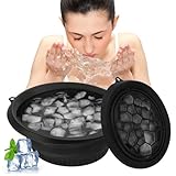 Face Bowl For Ice with Built-In Icetray【Foldable】【Travel Size】【Easy To Clean】Food Grade Silicone Ice Bowl For Face，Black