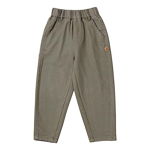iiniim Boys' Pull On Slim Cargo Chino Pants Kids School Uniform Trousers3