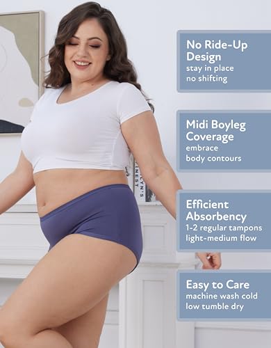 Image of Goat Union Organic Cotton Boyleg Period Underwear for Women & Teens - Moderate Absorbency Period Panty