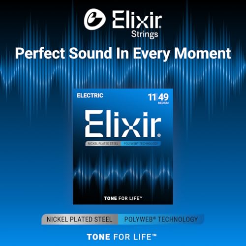Elixir Strings 12100 Electric Guitar String with POLYWEB Coating, Medium (.011-.049)