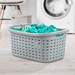 Sterilite 6-Pack Weave Laundry Basket, Rectangle Plastic Clothes Hamper w/ Handles, Gray - Image 3