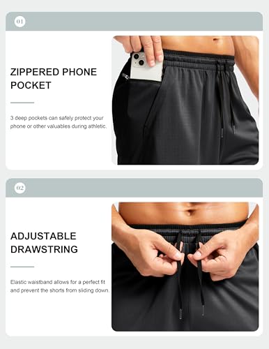 G Gradual Men's Long Basketball Shorts with Zipper Pocket 11'' Quick Dry Gym Shorts Lightweight Mesh Athletic Shorts for Men4