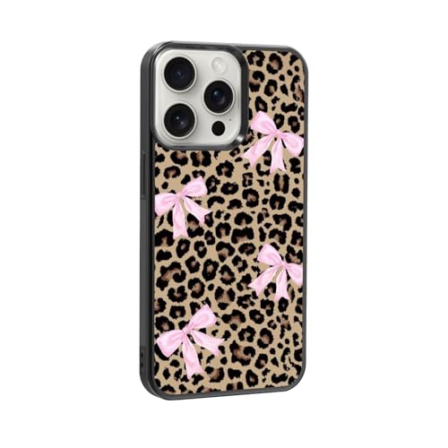 qizjio Preppy Cheetah Leopard Print Phone Case Shockproof Protective Coquette Bow Phone Case for iPhone 14 Pro