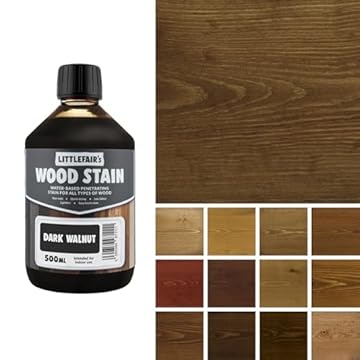 Littlefair's Wood Stain Water-Based - (Dark Walnut) – Non-Toxic, Eco-Friendly & Quick Drying - Easy-to-Apply, Concentrated Formula for All Wood Types – 500ml