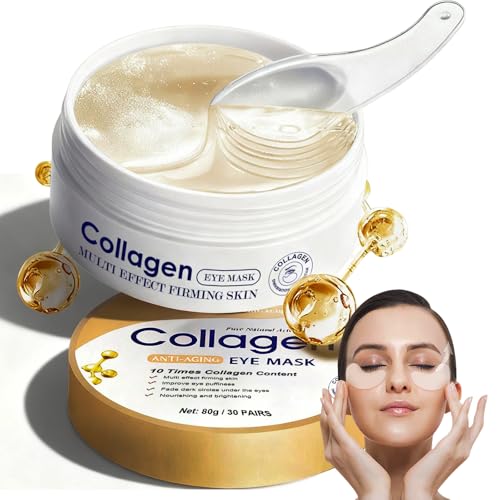 60 Stück Kollagen Augenpads, Hydrogel Augenpflege Patches mit Natürlichen Inhaltsstoffen, Feuchtigkeitsspendend und Milderung von Schwellungen und Fältchen Augenringen für Damen und Herren