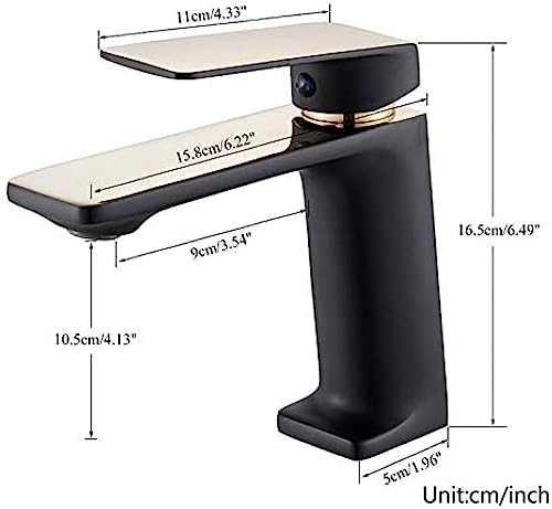 Mitigeur de lavabo or noir mécanique précise eau chaude et froide - 4