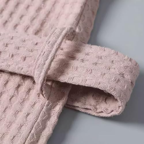 PEKJI Cotton Bathrobe with 2 Pockets Waffle Robes with Belt Unisex Full-Length Robe Fast-Drying Bath Robe After Shower4