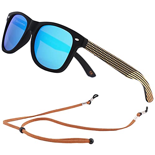 Image of Mens Polarized Wood Sunglasses for Men Women, Womens Sunglasses Wooden Sides Bamboo Glasses