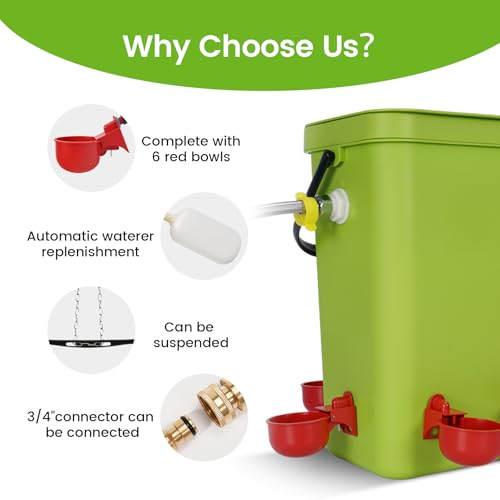 3.2 Gallon Chicken Waterer，Automatic Poultry Waterer Feeder with Float Valve,Hanging Automatic Chicken Water with Hose (One End 3/4") Poultry Waterer Dispenser for Quail Duck Goose Turkeys by LZWUNYXE - Image 3