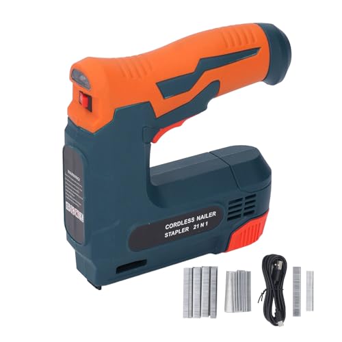 Pistola grapadora eléctrica 2 en 1, grapadora inalámbrica, clavadora Brad con 2000 clavos, cargador USB de 3,7 V, batería para tapizar madera