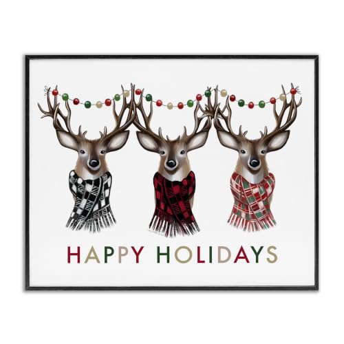 Christmas Reindeer Antlers Plaid Scarf, 16 x 20 Inch Framed Giclée Print