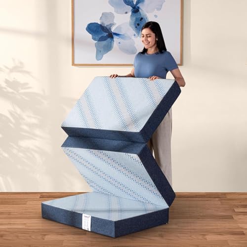 Image of Livpure Smart Tri-Fold Mattress | Foldable Bed | Guest Bed | Travel | Camping | Portable | Single | 78X36X3 Inches