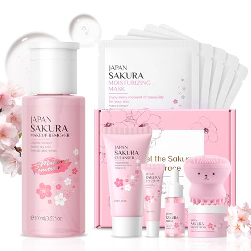 BeauBase Sakura Agua Micelar 100 ml, Kit Limpieza Facial Viaje, para una Rostro y Ojos, Limpia, Desmaquilla y Calma e Ilumina la Piel Apagada