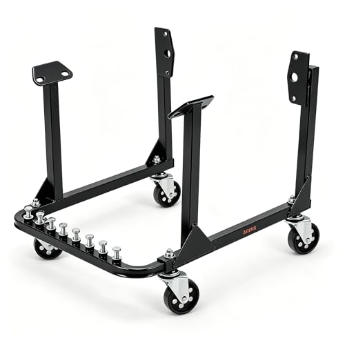 Takywep 750 LBS Engine Cradle with Wheels Load Capacity Rolling Engine Stand with 4 Swivel Casters and 4 Hook Positions Engine Cradle Rolling Stand for Chevy Small Block and Big Block