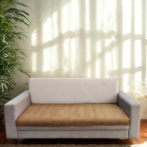 Image of Homerz Premium Velvet Sofa Cover Panel | Soft & Velvety Fabric | Rich Vibrant Colours | Sofa Protector for Living Room (Mustard, 6 (3+2+1) Seater, Only Seat Cover)